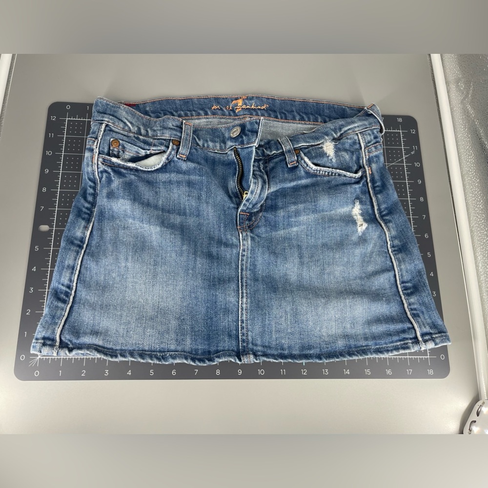 7 For All Mankind Size 27 Jean Denim Skirt / Miniskirt Flare